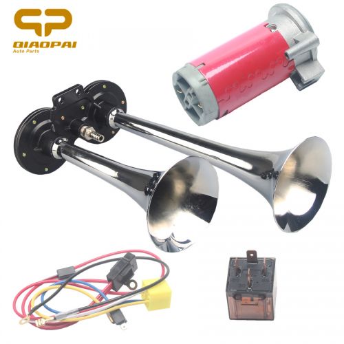 Dual trumpet Pipe air horn Compressor train Boat Chrome horn