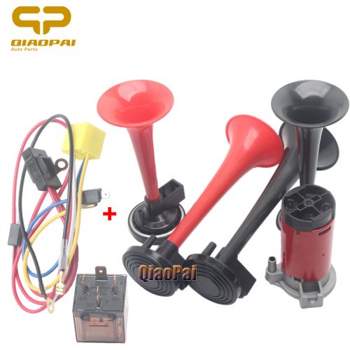 2 trumpet Pipe air horn Compressor Loud 12V/24V air horn train Boat 